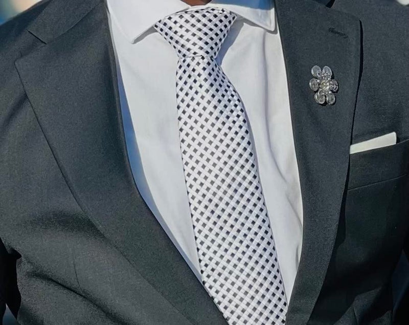 Scott Allan Collection Neckties By Scott Allan - Black and White Men's Checkered Tie - Image 4