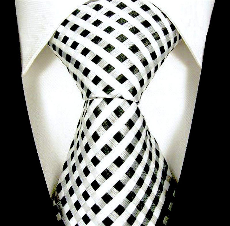 Scott Allan Collection Neckties By Scott Allan - Black and White Men's Checkered Tie - Image 2