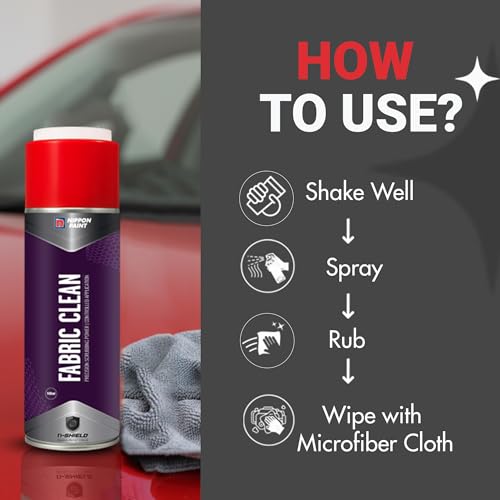 Nippon Paint n-Shield Fabric Cleaner Foam Spray 500ml With Built in Brush Cap | Upholstery, Car Seats & Carpets Cleaner | Powerful Deep Cleaning Foam Action Removes Stains, Odour & Dirt - Image 4