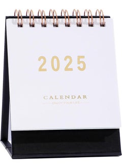 Generic Mini Desk Calendar 2025, Standing Flip Small Desk Calendar- January 2025 to July 2026 18 Monthly Desktop Calendar- Thick Paper Twin-Wire Binding for Home or Office(White)  - Image 1