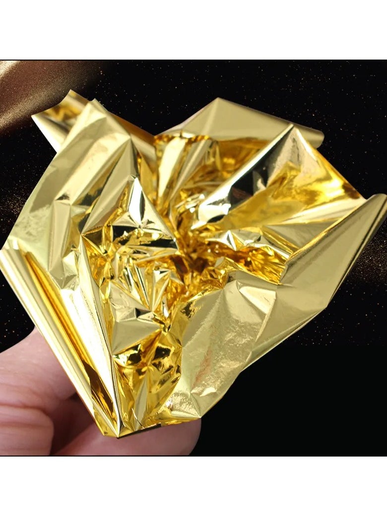 ماركة غير محددة - 8x8.5 سم 100 ورقة / حزمة تجديد مسمار الفن DIY اللوحة الديكور الذهب الممتاز التقليد ب صفائح رقائق الذهب - Image 1