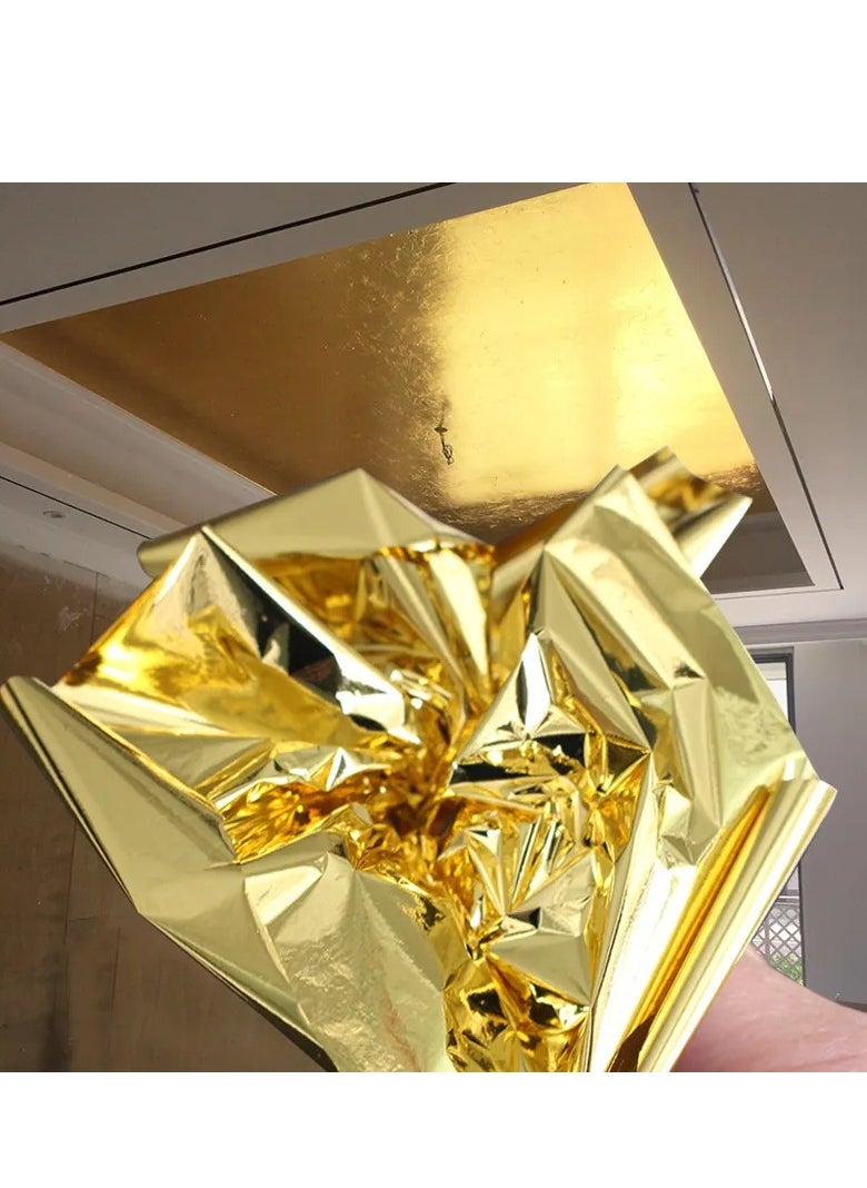 ماركة غير محددة - 8x8.5 سم 100 ورقة / حزمة تجديد مسمار الفن DIY اللوحة الديكور الذهب الممتاز التقليد ب صفائح رقائق الذهب - Image 1