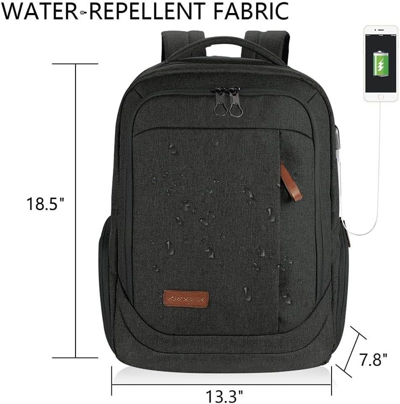 KROSER حقيبة ظهر للكمبيوتر من كروسر ( Laptop Backpack)، مقاس كبير، تناسب الكمبيوترات المحمولة بحجم يتراوح بين 15.6 و17.3 بوصة، وتحتوي على منفذ شحن USB. مقاومة للماء، مناسبة للسفر المدرسي أو الاستخدام اليومي العادي، كما أنها مناسبة للأعمال أو الجامعة أو النساء أو الرجال. - Image 3