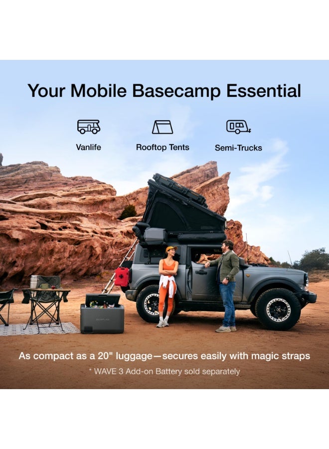 EcoFlow WAVE 3 Portable Air Conditioner & Heater, 6100 BTU Cooling,6800 BTU Heating, 1000W Fast Charging, 8-Hour Wireless Runtime, App Control,for Camping Camping, Vanlife, RVs(Battery Not Included) - Image 5