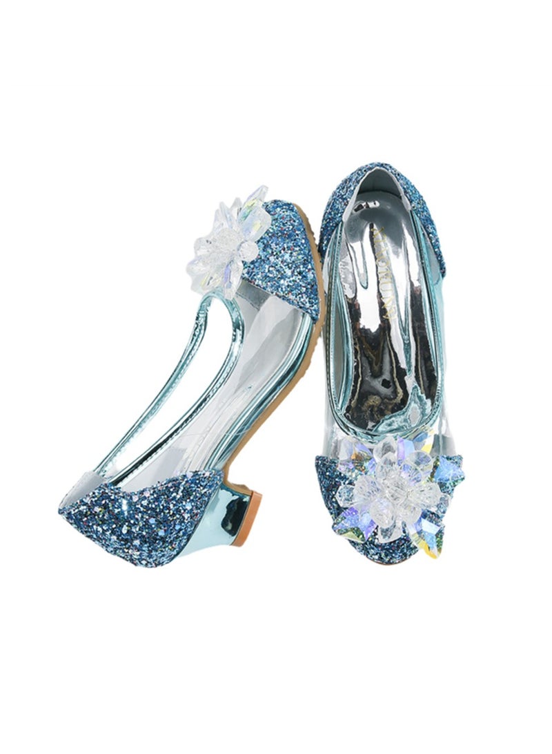 Girls princess shoes new children's catwalk high heels little girl performance crystal shoes - Image 1