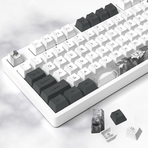 MOLGRIA Ink Lotus Custom Keycaps, 140 Set PBT OEM Profile Dye Sublimation ANSI/ISO Layout with Keycap Puller for Gaming Keyboard - Image 5