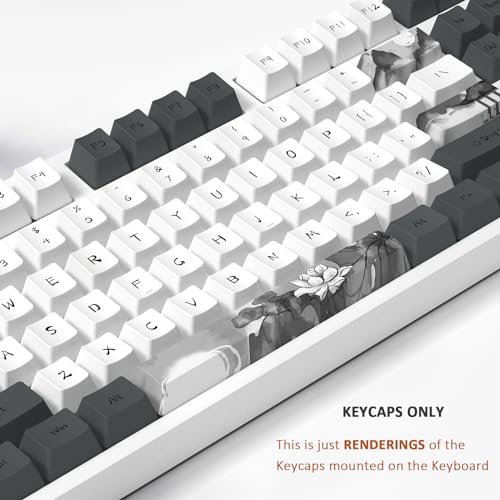 MOLGRIA Ink Lotus Custom Keycaps, 140 Set PBT OEM Profile Dye Sublimation ANSI/ISO Layout with Keycap Puller for Gaming Keyboard - Image 3