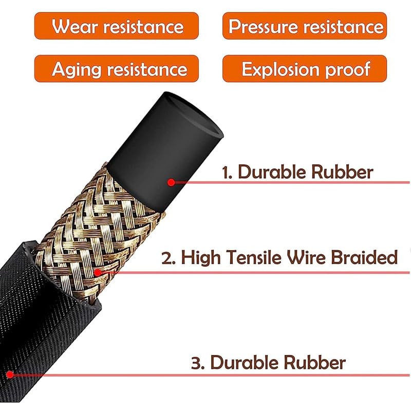 STARQ Starq Heavy Duty Hydraulic Hose Pipe for Pressure Washers 10Mtr Steel Braided Rubber Industrial Grade I Durable I Pressure Resistant I M22 x 15 Thread  - Image 4
