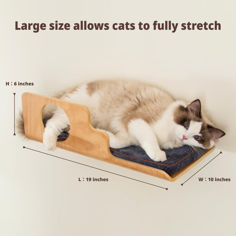 LIORCE Cat Wall Shelves, Creative Design Cat Shelf with Peephole, 19 x 10 inch Cats Wall Furniture with Comfortable Pad, Cats Perch for Sleeping, Playing, and Scratching. - Image 3
