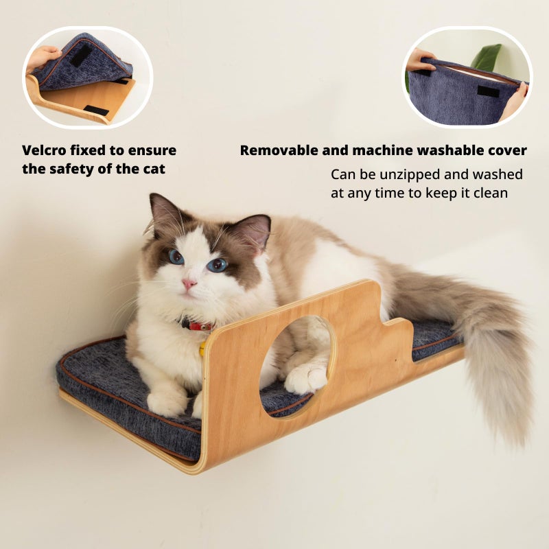 LIORCE Cat Wall Shelves, Creative Design Cat Shelf with Peephole, 19 x 10 inch Cats Wall Furniture with Comfortable Pad, Cats Perch for Sleeping, Playing, and Scratching. - Image 4