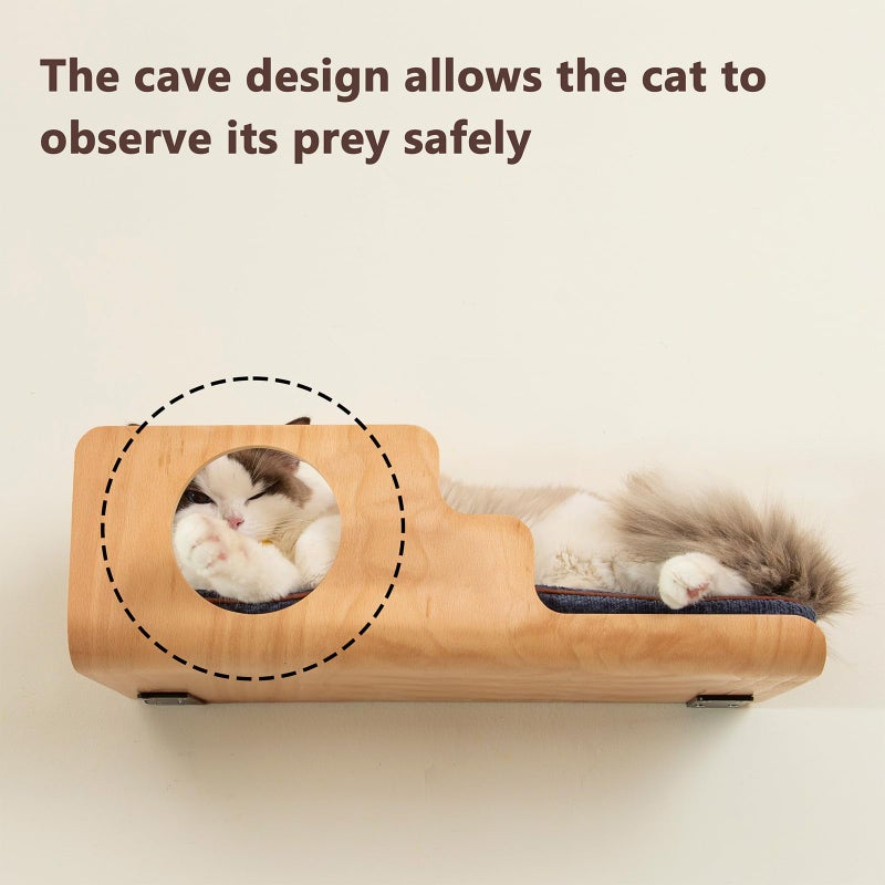 LIORCE Cat Wall Shelves, Creative Design Cat Shelf with Peephole, 19 x 10 inch Cats Wall Furniture with Comfortable Pad, Cats Perch for Sleeping, Playing, and Scratching. - Image 2