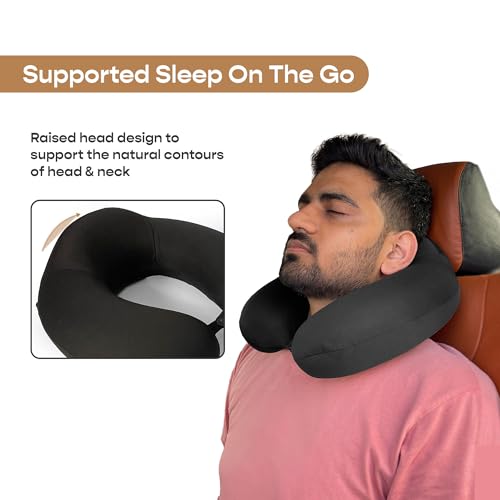 SleepyCat Travel Neck Pillow | 10x9 inches | Memory Foam Fill| Portable, Durable & Breathable | Standard Size 25cmX22.86 cm - Image 2