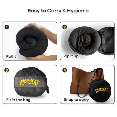 SleepyCat Travel Neck Pillow | 10x9 inches | Memory Foam Fill| Portable, Durable & Breathable | Standard Size 25cmX22.86 cm - Image 3
