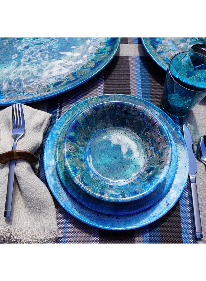 Certified International طقم أدوات مائدة ميلامين 12 قطعة بلون تيل - خدمة لـ 4 أشخاص، أطباق وأوعية، أدوات مائدة خارجية، أطباق ساحلية، غير قابلة للكسر، آمنة في غسالة الصحون، ميلامين ثقيل، مظهر ريفي - Image 5