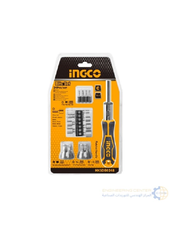 INGCO 24-piece screwdriver set (screwdriver handle + 23-piece screwdriver bits) INGCO
