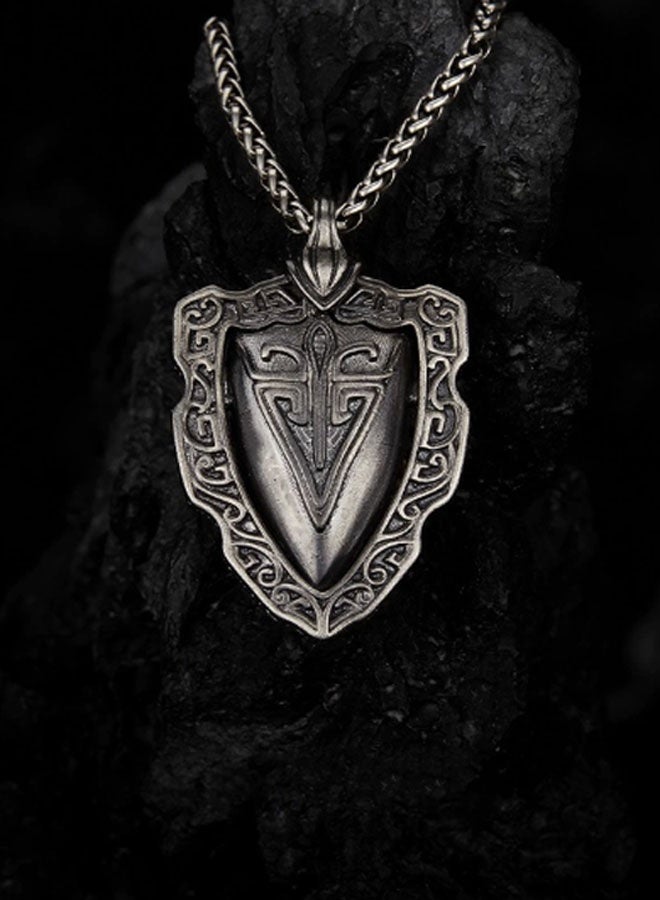 نيوترل درع الفارس - قلادة مجوهرات للرجال متعددة الاستخدامات وعصرية وأسلوب الهيب هوب والشارع والرجعي والأوروبي والأمريكي العصري للرجال والنساء وسلسلة مفاتيح السيارة وإكسسوارات الشخصية (فضي عتيق) - Image 1