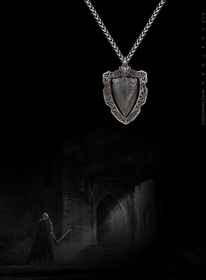 نيوترل درع الفارس - قلادة مجوهرات للرجال متعددة الاستخدامات وعصرية وأسلوب الهيب هوب والشارع والرجعي والأوروبي والأمريكي العصري للرجال والنساء وسلسلة مفاتيح السيارة وإكسسوارات الشخصية (فضي عتيق) - Image 3