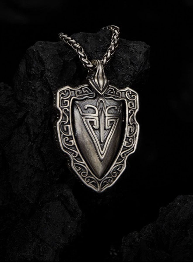 نيوترل درع الفارس - قلادة مجوهرات للرجال متعددة الاستخدامات وعصرية وأسلوب الهيب هوب والشارع والرجعي والأوروبي والأمريكي العصري للرجال والنساء وسلسلة مفاتيح السيارة وإكسسوارات الشخصية (فضي عتيق) - Image 2