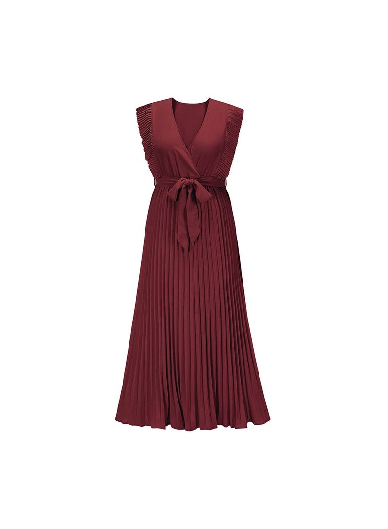 Loquat A Dress With Pleated Lotus Leaf Sleeves  - Image 1