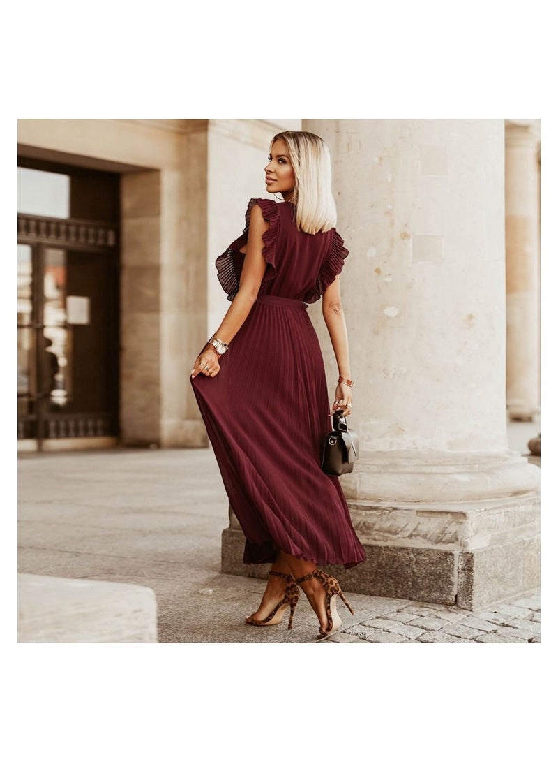 Loquat A Dress With Pleated Lotus Leaf Sleeves  - Image 2