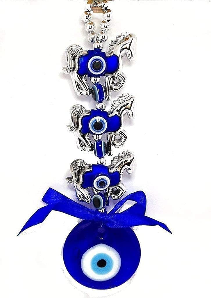RIPE INDIA Ripe India Feng Shui 3 Horse Evil Eye Along with Old TraditionS 5 Nazar Bhattu and Very Rare Protection Car and Door Hanging Gift Item - Image 2