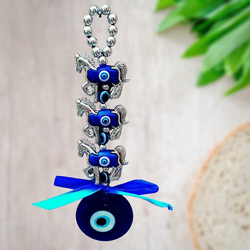 RIPE INDIA Ripe India Feng Shui 3 Horse Evil Eye Along with Old TraditionS 5 Nazar Bhattu and Very Rare Protection Car and Door Hanging Gift Item - Image 4