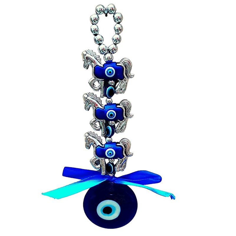 RIPE INDIA Ripe India Feng Shui 3 Horse Evil Eye Along with Old TraditionS 5 Nazar Bhattu and Very Rare Protection Car and Door Hanging Gift Item - Image 5