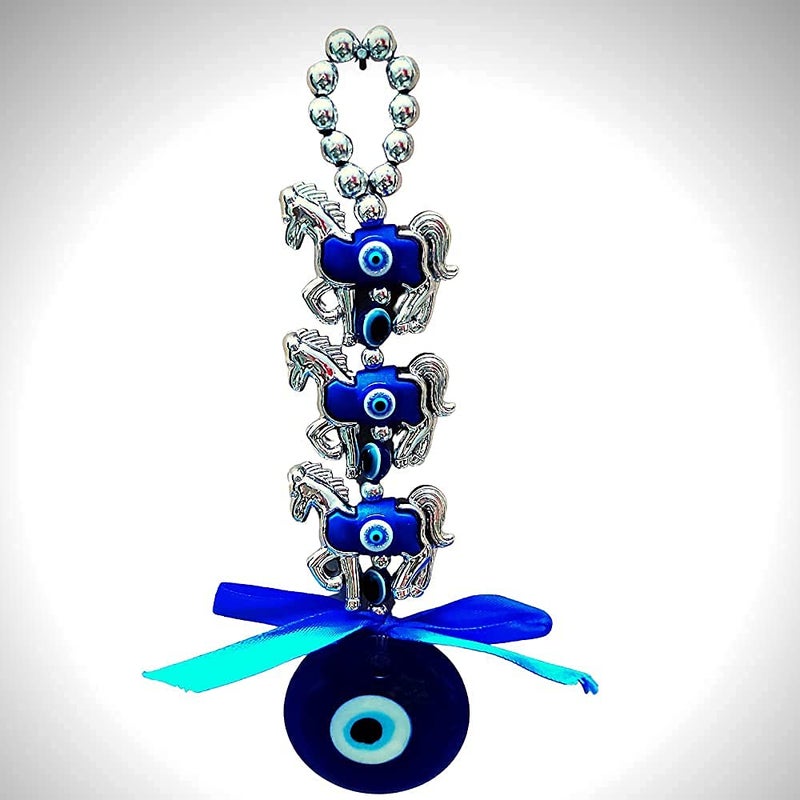 RIPE INDIA Ripe India Feng Shui 3 Horse Evil Eye Along with Old TraditionS 5 Nazar Bhattu and Very Rare Protection Car and Door Hanging Gift Item - Image 3