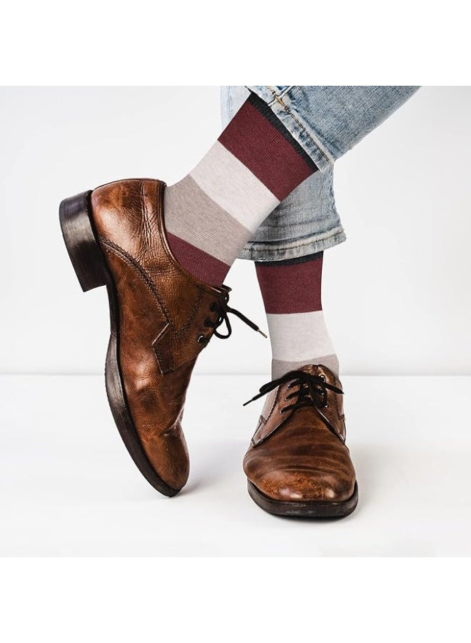 YEJIMONG Menâ€™s 12 Pairs Cotton Colorful Stripe Argyle Designed Business Dress Socks Size 8-12 (Assorted-1) - Image 2