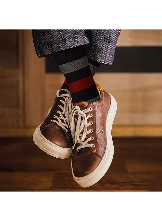 YEJIMONG Menâ€™s 12 Pairs Cotton Colorful Stripe Argyle Designed Business Dress Socks Size 8-12 (Assorted-1) - Image 3
