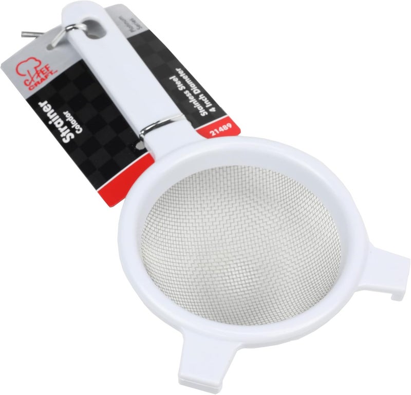 Chef Craft 1-Piece 4-Inch Stainless Steel Mesh Strainer in White - Image 2