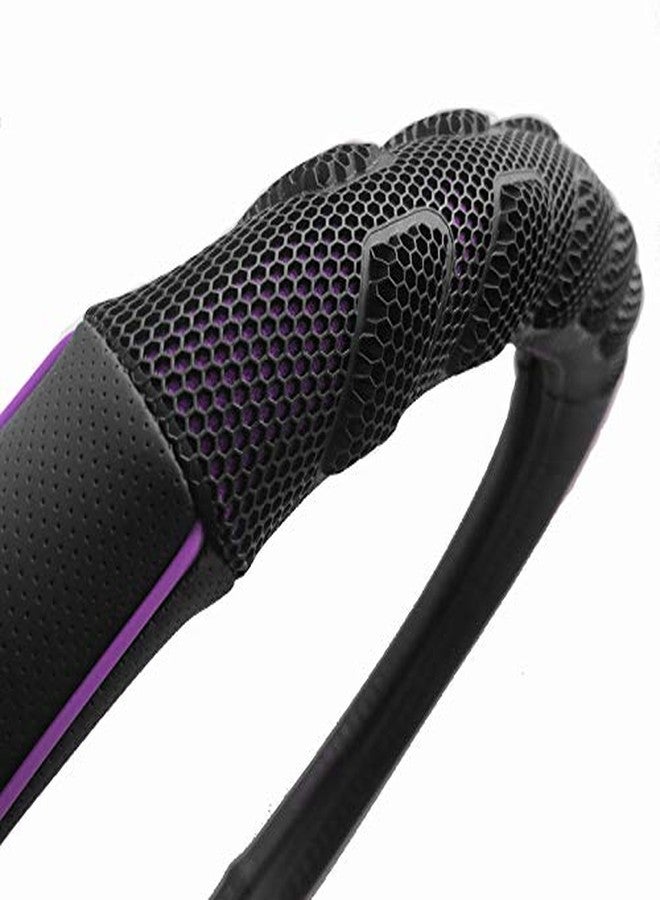Flying Banner car Steering Wheel Cover Faux Leather Massage Universal fit 3D Honeycomb Hole Anti-Slip Sporty 15 Inches (Purple Black) - Image 5