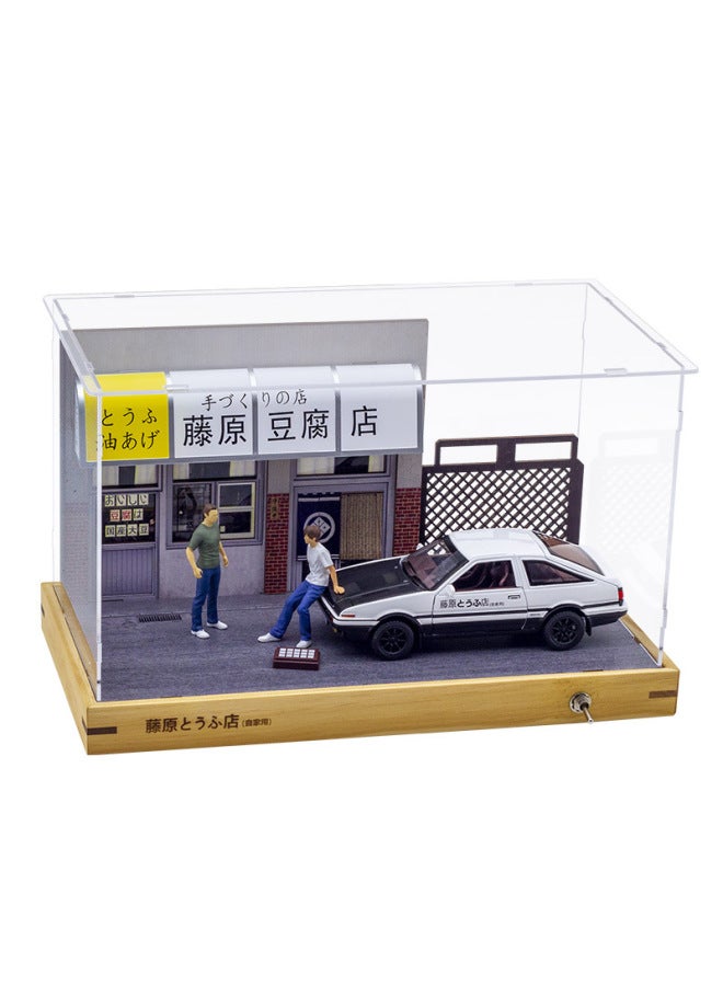 1:32 Fujiwara Tofu Shop Parking Lot Model Scene Hand-made Ae86 Sports Car Simulation Alloy Car Model-Color:1/32 Upgraded Tofu Shop-special Dust Cover  - Image 5