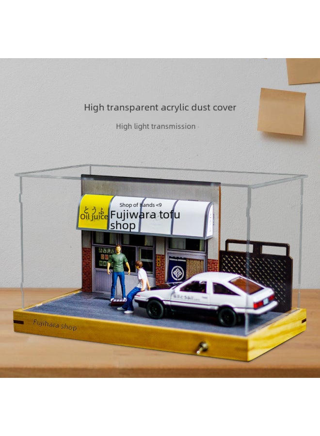 1:32 Fujiwara Tofu Shop Parking Lot Model Scene Hand-made Ae86 Sports Car Simulation Alloy Car Model-Color:1/32 Upgraded Tofu Shop-special Dust Cover  - Image 3