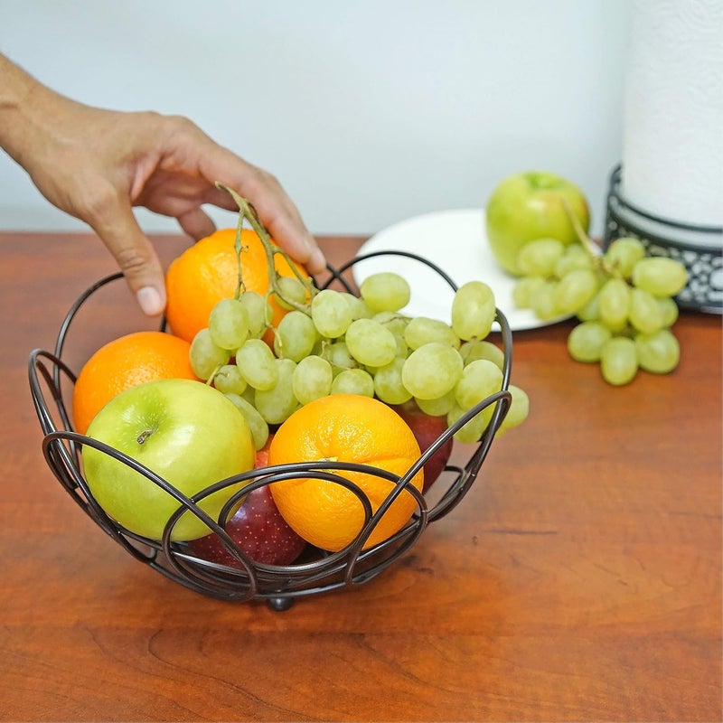 REPLEX Fruit Basket Round Decorative Bowl for Kitchen Counter Black Color 10 38inch Diameter - Image 3