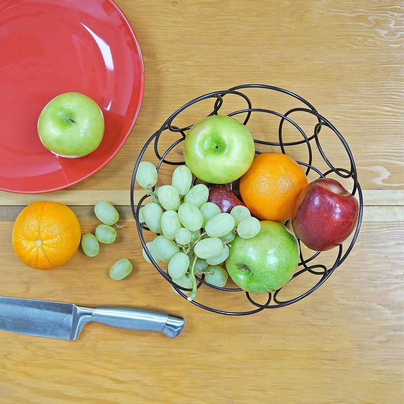 REPLEX Fruit Basket Round Decorative Bowl for Kitchen Counter Black Color 10 38inch Diameter - Image 4