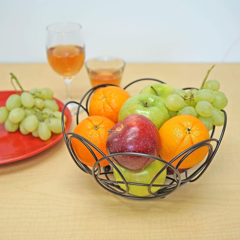 REPLEX Fruit Basket Round Decorative Bowl for Kitchen Counter Black Color 10 38inch Diameter - Image 5