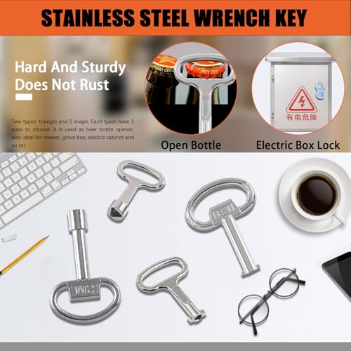 Tanstic 13Pcs Multi-functional Utility Kit - Includes 4-Way Spanner, Square Keys, Water Tap & Faucet Keys for Radiators, Gas & Electric Meter Boxes - Image 5