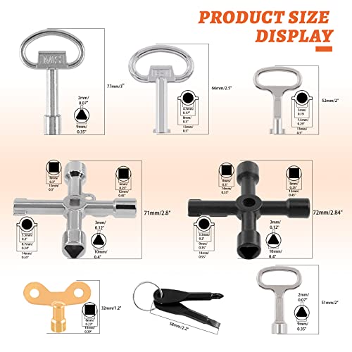 Tanstic 13Pcs Multi-functional Utility Kit - Includes 4-Way Spanner, Square Keys, Water Tap & Faucet Keys for Radiators, Gas & Electric Meter Boxes - Image 2