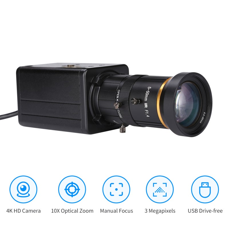 4K HD Webcam: 5-50mm Varifocal Lens 10X Digital Zoom - IMX317 CMOS Sensor Plug And Play For Video Conference Online Teaching Live Webcasting - Image 4