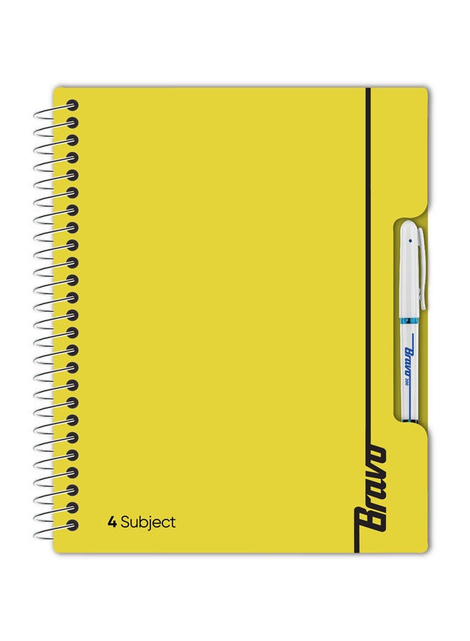 Bravo New Bravo Notebook - Yellow Color -  4 Subjects 