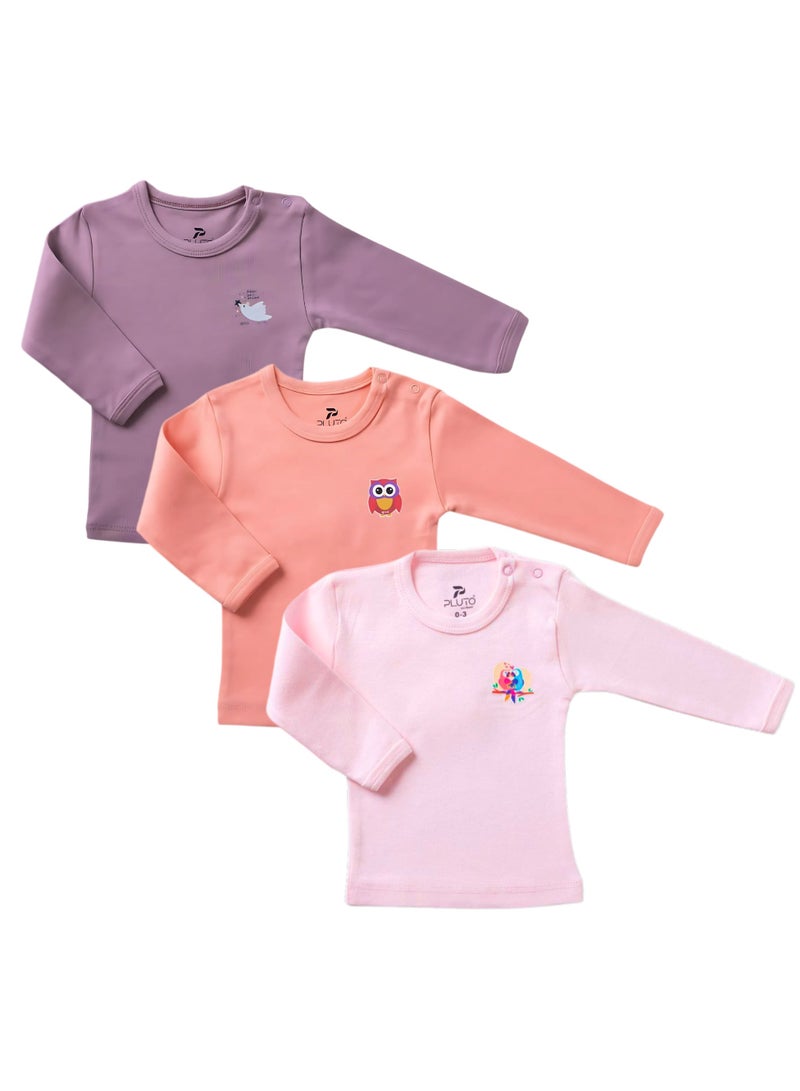 Pluto Pack of 3 Cotton Long Sleeve Undershirt for Baby - Image 1