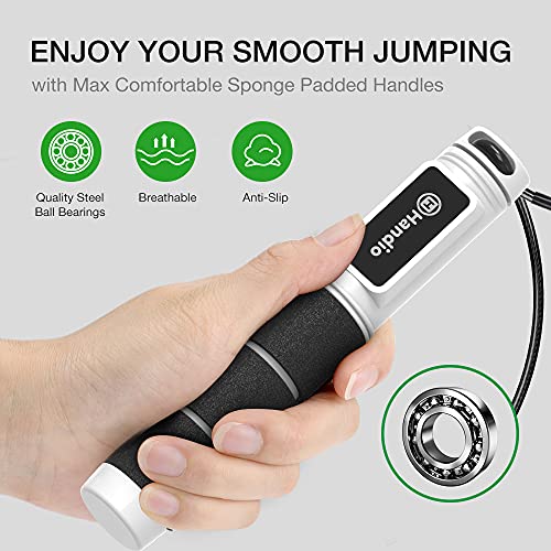 H HANDIO Jump Rope, H Handio Jump Rope with Counter, Workout Jumping Rope with Steel Ball Bearings, Adjustable Length Speed Skipping Rope for Men Women Kids Home Gym, Crossfit, Fitness Exercise - Image 2