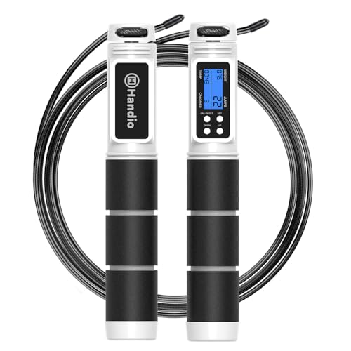 H HANDIO Jump Rope, H Handio Jump Rope with Counter, Workout Jumping Rope with Steel Ball Bearings, Adjustable Length Speed Skipping Rope for Men Women Kids Home Gym, Crossfit, Fitness Exercise - Image 1