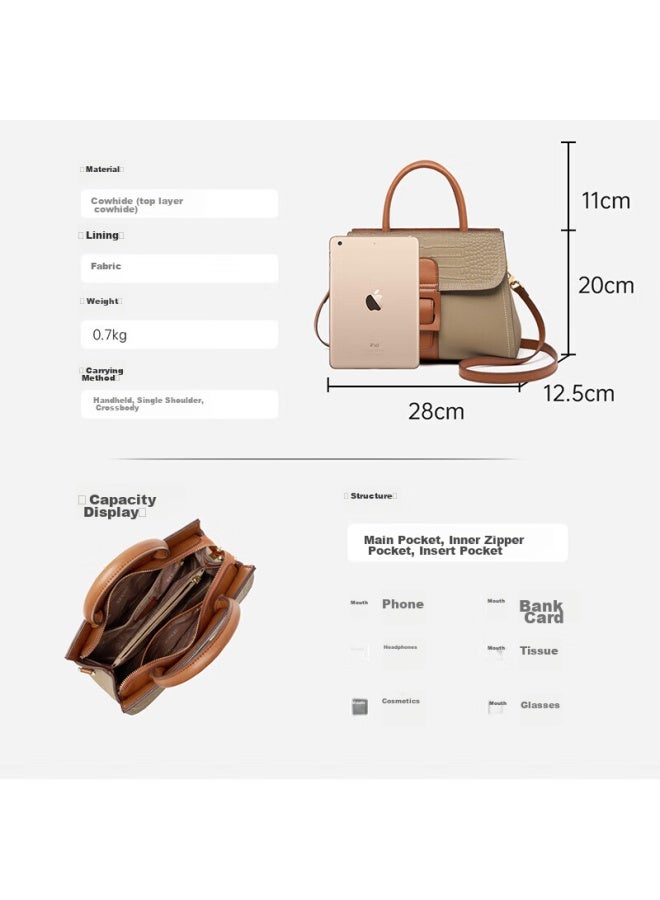 ZOOLER Zhuer Women's Handbag , Cowhide Ladies' Tote Bag, Light Luxury Crossbody Bag, Mom Bag, Qixi Gift For Wife - Image 2