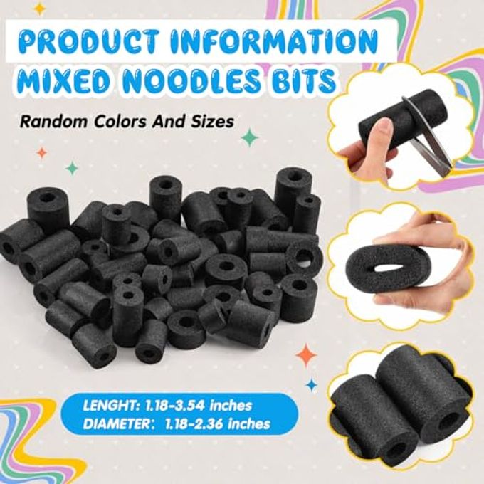 Frienda 50 Pcs Pool Noodles Bits Multicolor Craft Small Size Versatile Mixed Floating Pool Noodles Foam Rope Tube for Play or DIY Craft Multipurpose (1.18"-2.36" Dia.,Pastel Colors) - Image 2