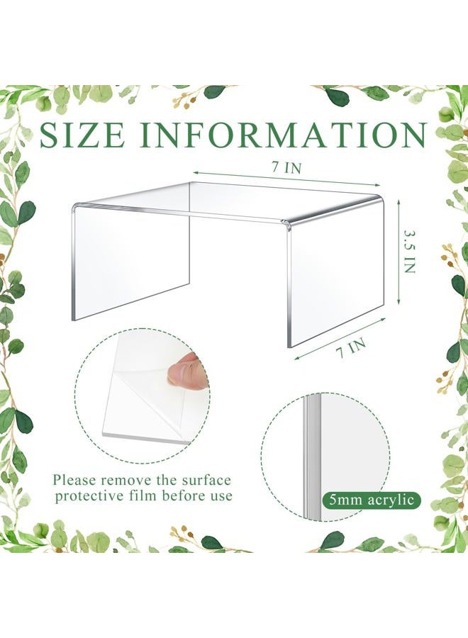 RattanView 2 Pcs 7 x 7 Inch Large Acrylic Risers Display Stands 5 mm Thick Acrylic Shelf Riser Showcase for Collectibles Jewelry Cupcakes Food Figures Perfume Cabinet (Clear) - Image 2