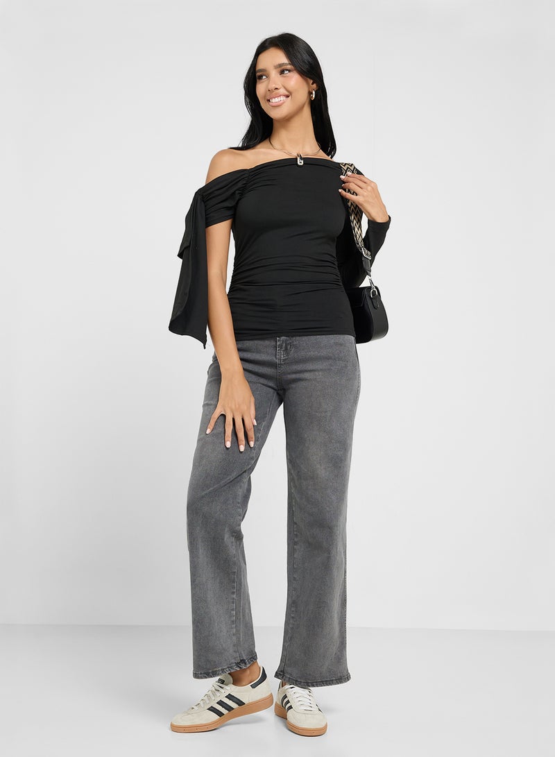 Ginger Drop Shoulder Assymetric Top  - Image 4