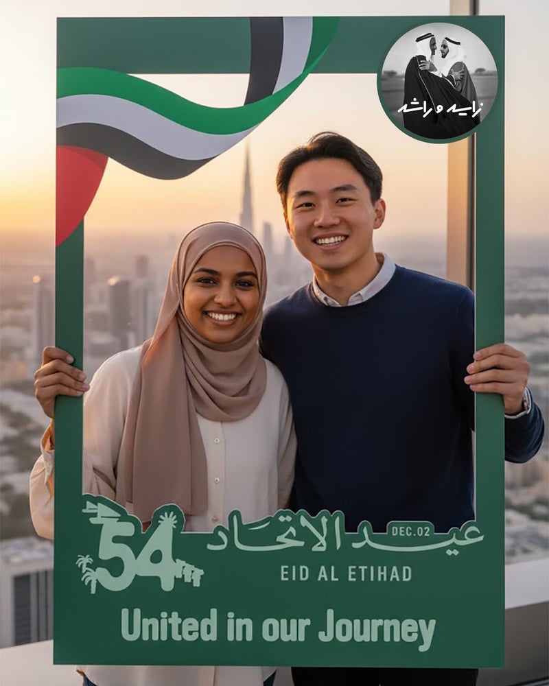ARS UAE National Day Selfie Frame, United in Our Journey Edition, 120 x 80 cm, Green Red White Black, Rigid Foam Board, Matt/Glossy Finish, 54th UAE National Day Theme - Image 3