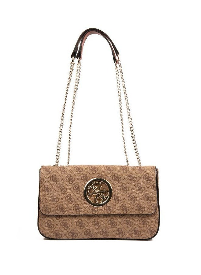 جس حقيبة كتف نسائية من GUESS باللون البني مع شعار مونوغرام - Image 1